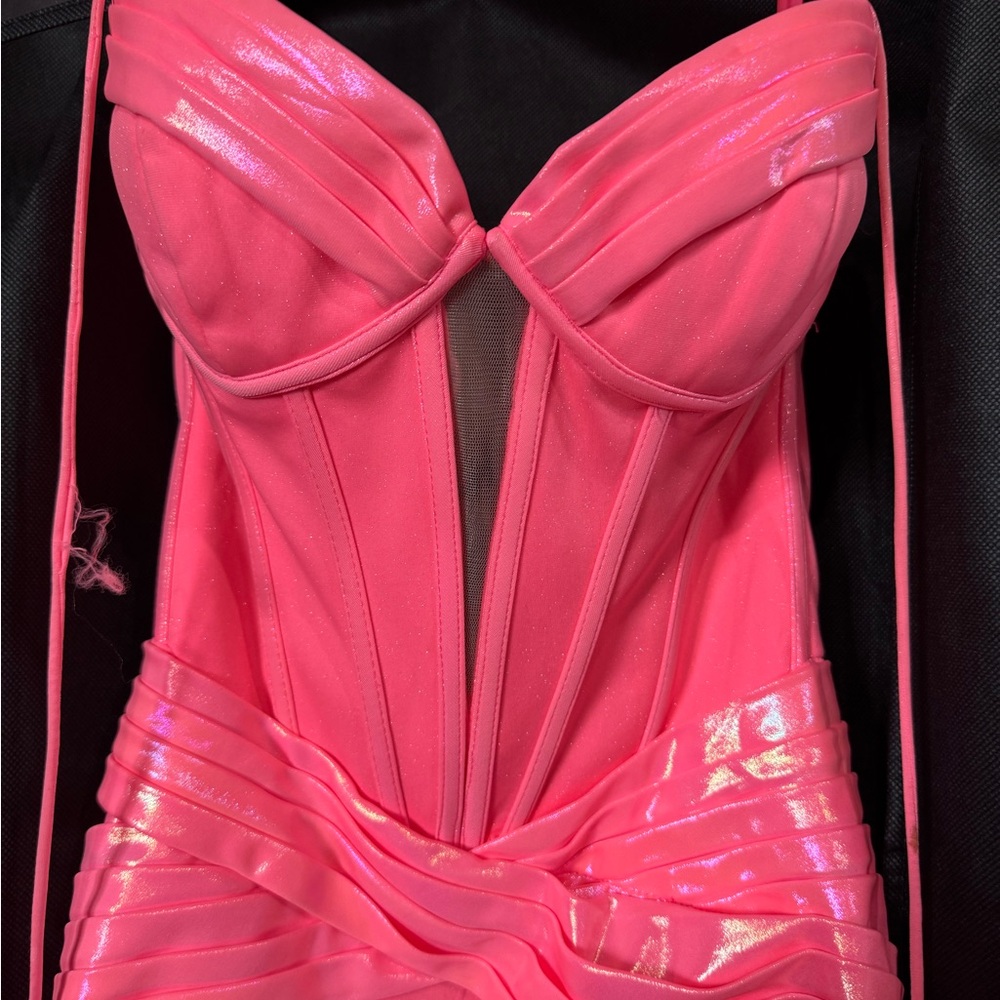 Dave & Johnny Shimmering Hot Pink Prom Dress‎
